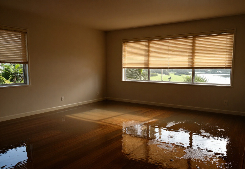 Flooded subfloor in a Sylvania property with standing water